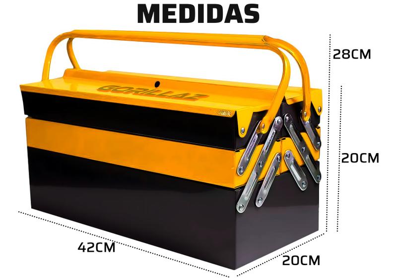 Caixa Ferramentas Gorillaz Sanfonada Com 5 Gavetas 20x20x42